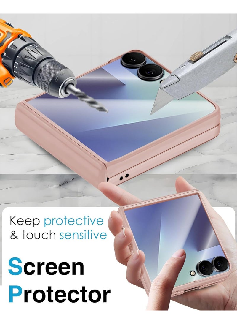 GKK Samsung Galaxy Z Flip 7 Case, Hinge Protection, Built-in Screen Protector, Wireless Charging, Shockproof, Slim Rugged Phone Protective Case for Galaxy Z Flip 7 Pink - Image 4